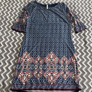 Gilli Navy and Red Long Sleeve Dress